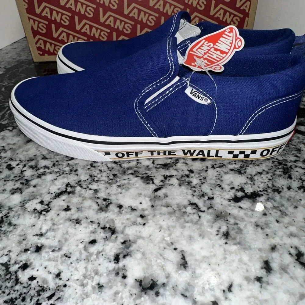 NEW Vans Asher OTW Sidewall Blue White Slip On Skate Shoes Size 5.5